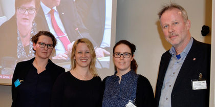 NTL deltok på høringen om utflytting av statlige arbeidsplasser i Stortinget mandag. F.v. Janna Bitnes Hagen (leder NTL Landbruksdirektoratet), Julie Lødrup (forbundssekretær), Kjersti Barsok (1. nestleder) og Bjørn Halvorsen (leder NTL Sentralforvaltningen).