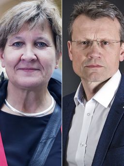 Mette Nord, leder i Fagforbundet, og Egil André Aas, leder i LO Stat.