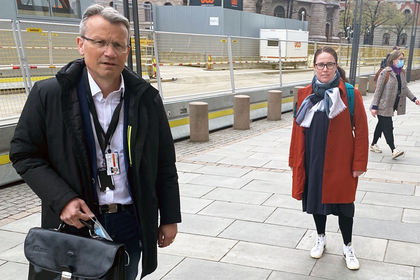 LO Stats leder Egil André Aas og NTL-leder Kjersti Barsok under statsoppgjøret 2021
